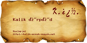 Kalik Árpád névjegykártya