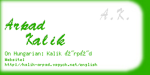 arpad kalik business card